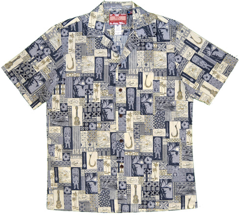 Tapa Tiki Ukulele Men's Hawaiian Shirt